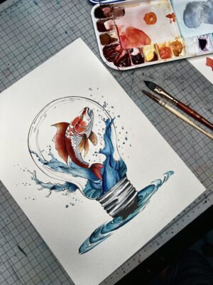 Koi Fish In Light Bulb - Image 2