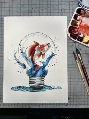 Koi Fish In Light Bulb