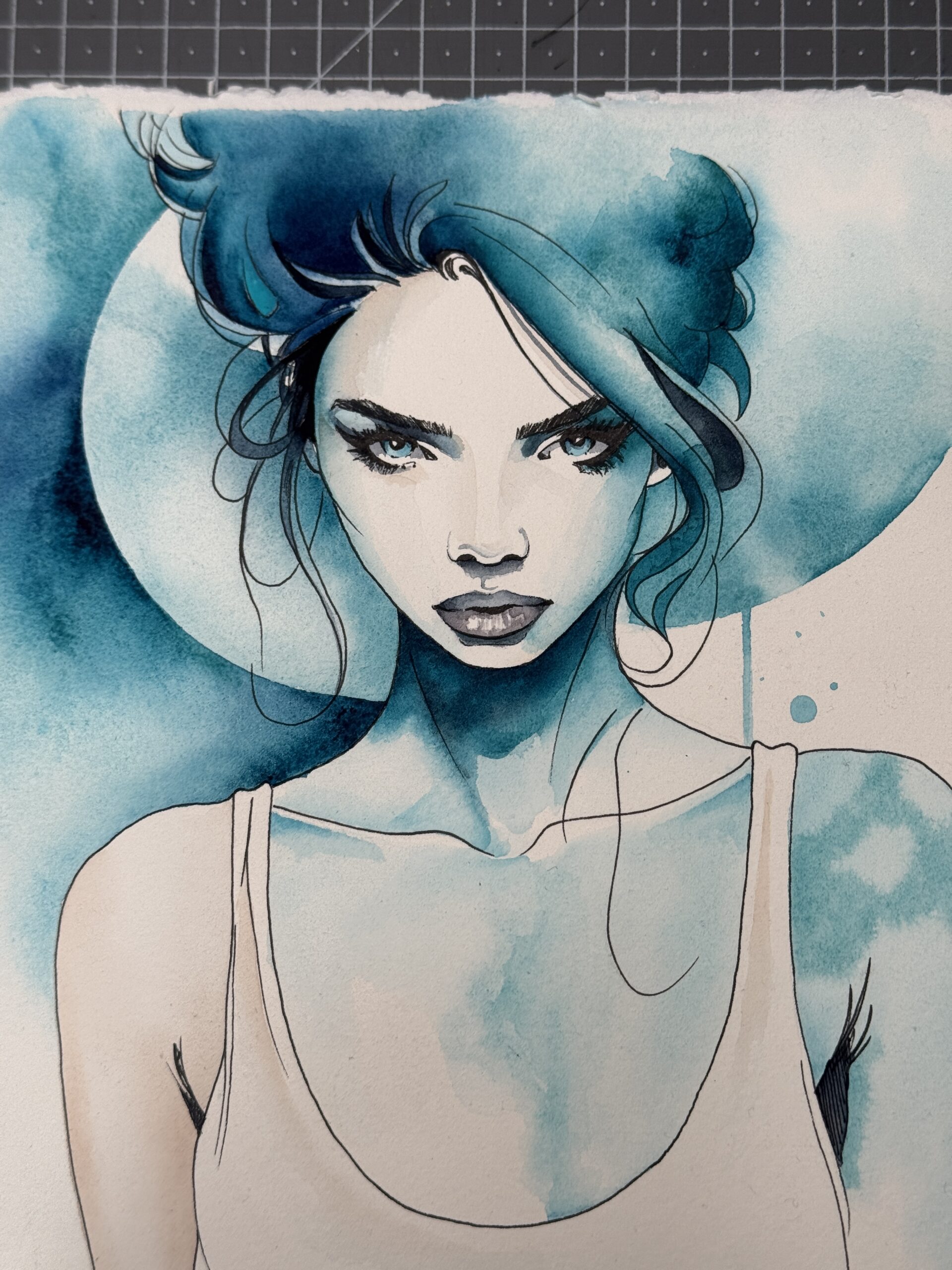 Luna - Original Watercolor Portrait - Image 3